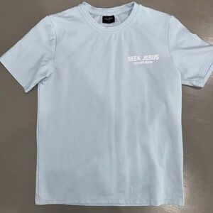 Seek Jesus Heaven Made T-Shirt Christian Religious Graphic Top